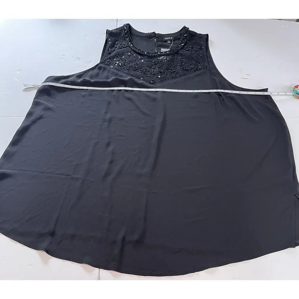 NWT Torrid Black Georgette Sequin Beaded Sleeveless‎ Blouse Size 5X - Picture 10 of 12